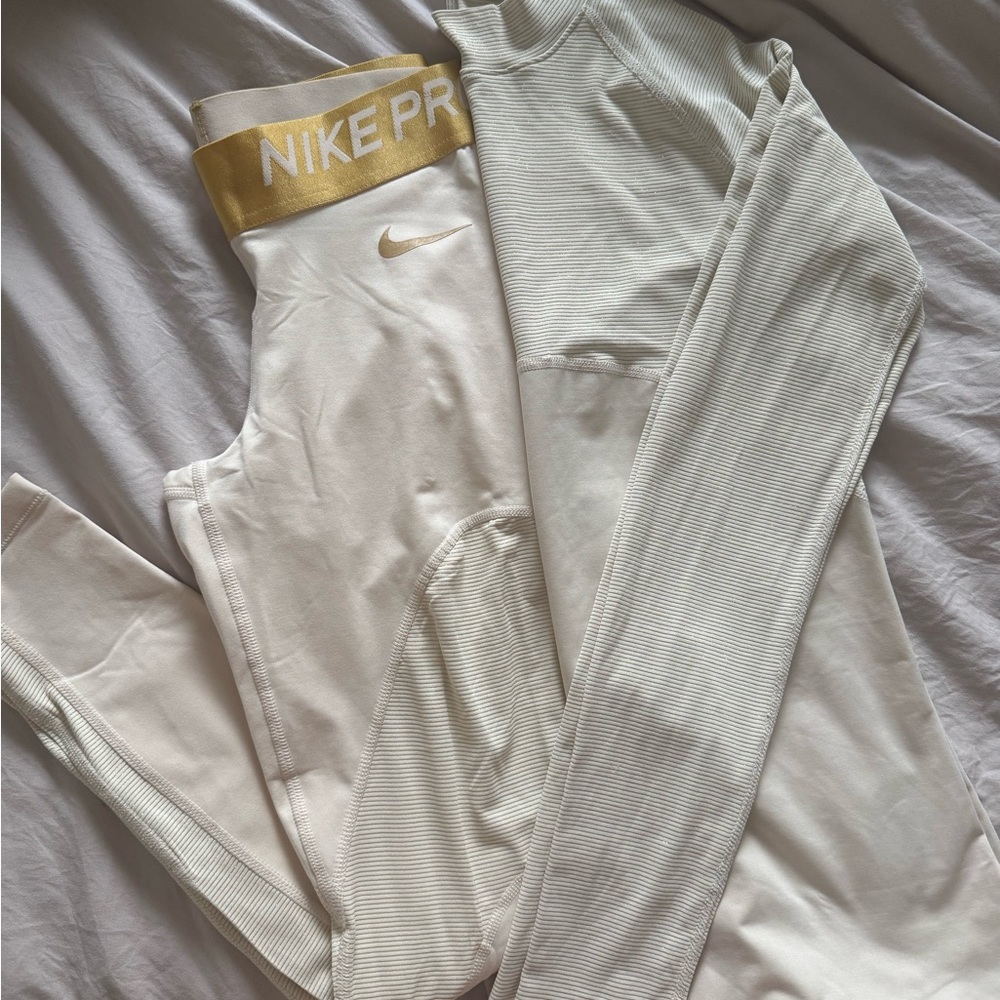 Nike Pro Cream and Gold Dri-Fit Set